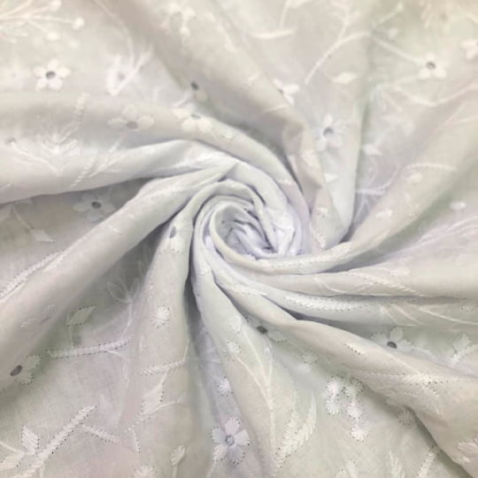 Tecido Laise Bordado 27 - Branco - 100% Algodão