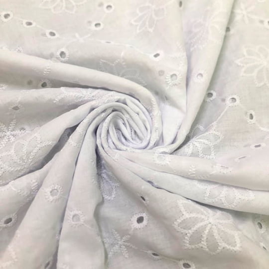 Tecido Laise Bordado 30 - Branco - 100% Algodão