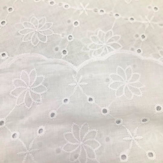 Tecido Laise Bordado 30 - Branco - 100% Algodão