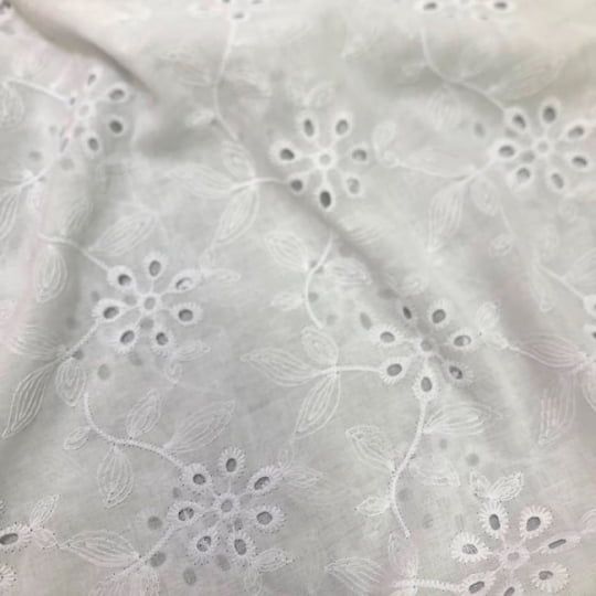 Tecido Laise Bordado 31 - Branco - 100% Algodão