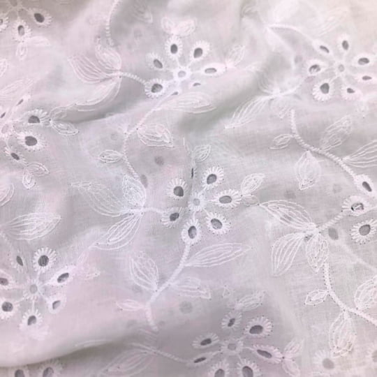Tecido Laise Bordado 31 - Branco - 100% Algodão